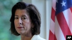 FILE - Commerce Secretary Gina Raimondo speaks at an International Network of AI Security Institutes event at the Golden Gate Club at the Presidio in San Francisco on Nov. 20, 2024.